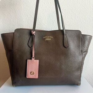 GUCCI Taupe Pink Swing Dollar Travel Tote Shoulder Bag Sylvie Jackie Disco